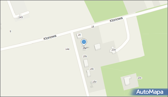 Wiązowna, Klonowa, 16a, mapa Wiązowna