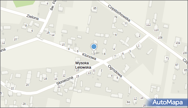 Wysoka Lelowska, Klonowa, 2, mapa Wysoka Lelowska