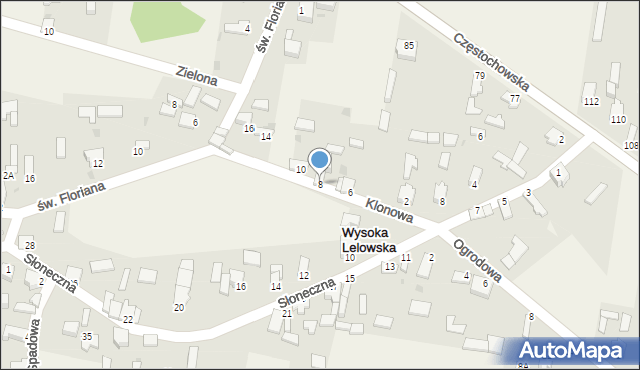 Wysoka Lelowska, Klonowa, 8, mapa Wysoka Lelowska