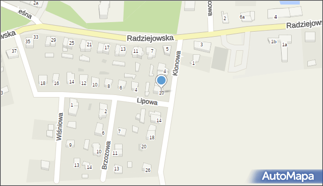 Zakrzewo, Klonowa, 10, mapa Zakrzewo