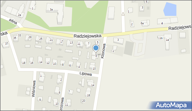 Zakrzewo, Klonowa, 4, mapa Zakrzewo