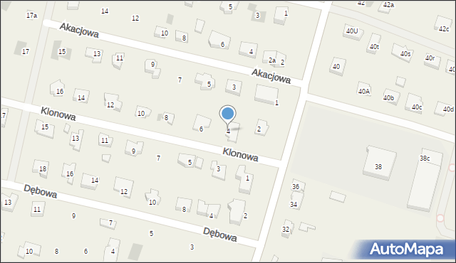 Załom, Klonowa, 4, mapa Załom