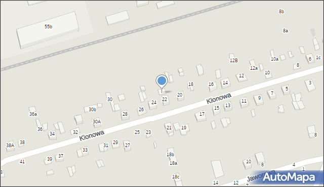 Zamość, Klonowa, 22A, mapa Zamościa