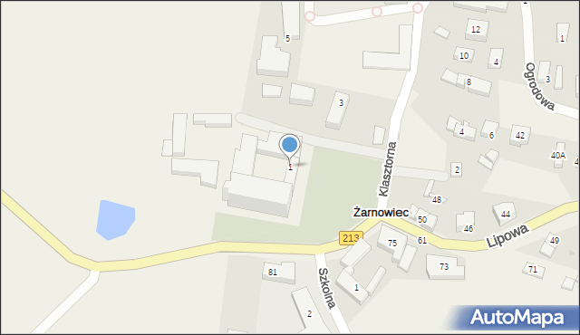 Żarnowiec, Klasztorna, 1, mapa Żarnowiec