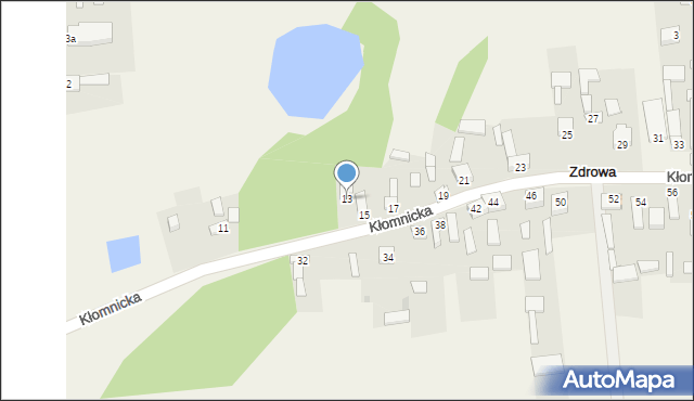 Zdrowa, Kłomnicka, 13, mapa Zdrowa