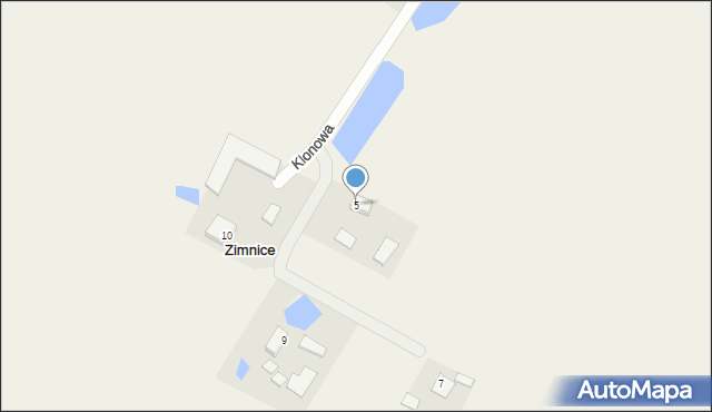 Zimnice, Klonowa, 5, mapa Zimnice