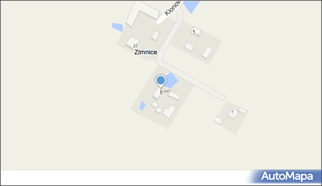 Zimnice, Klonowa, 9, mapa Zimnice
