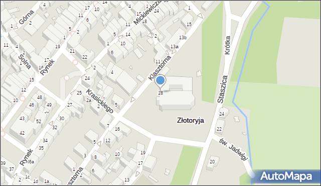 Złotoryja, Klasztorna, 18, mapa Złotoryja