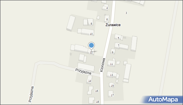 Żurawice, Klonowa, 12, mapa Żurawice