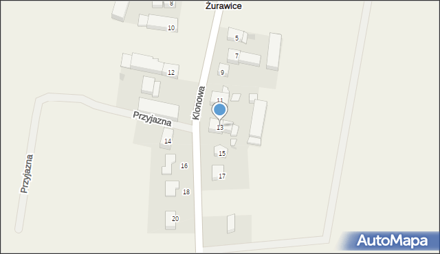 Żurawice, Klonowa, 13, mapa Żurawice