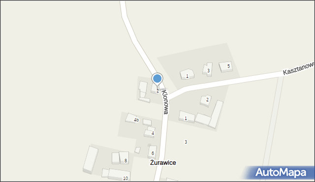 Żurawice, Klonowa, 2, mapa Żurawice