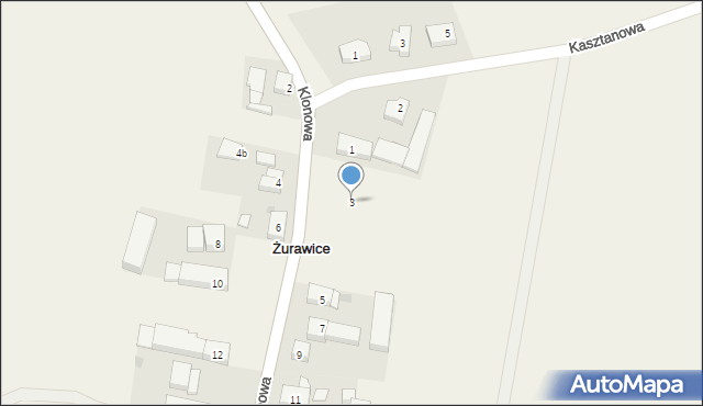 Żurawice, Klonowa, 3, mapa Żurawice