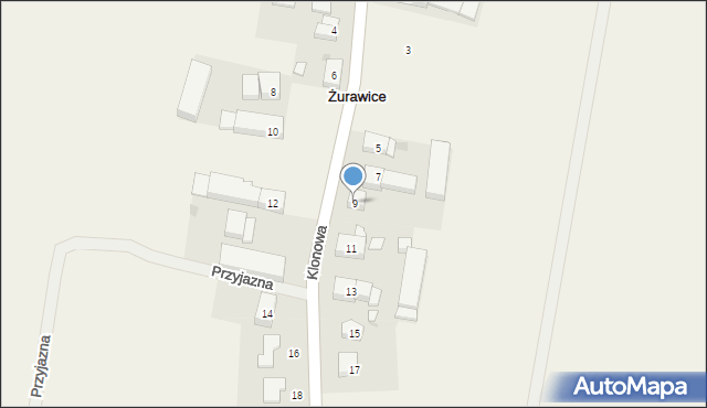 Żurawice, Klonowa, 9, mapa Żurawice