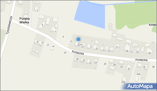 Poręba Wielka, Kmiecka, 13, mapa Poręba Wielka