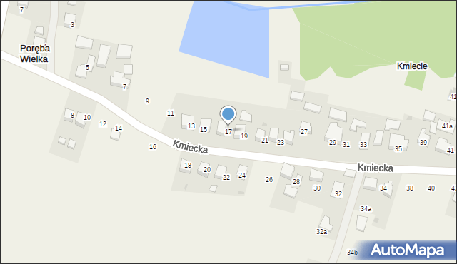 Poręba Wielka, Kmiecka, 17, mapa Poręba Wielka