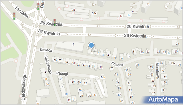 Szczecin, Kmieca, 1, mapa Szczecina