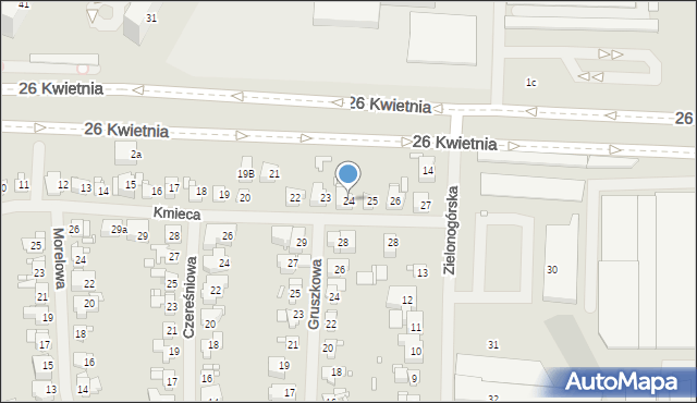 Szczecin, Kmieca, 24, mapa Szczecina