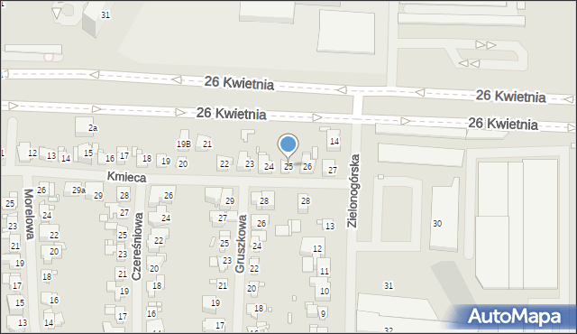 Szczecin, Kmieca, 25, mapa Szczecina