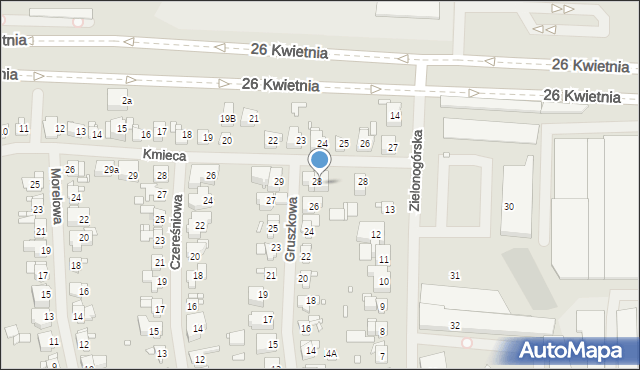 Szczecin, Kmieca, 28b, mapa Szczecina