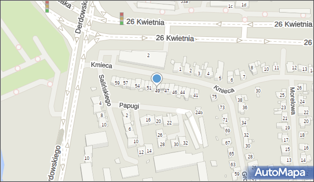 Szczecin, Kmieca, 49, mapa Szczecina