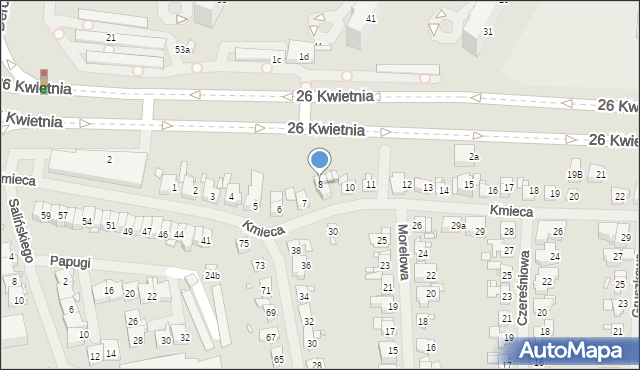 Szczecin, Kmieca, 8, mapa Szczecina