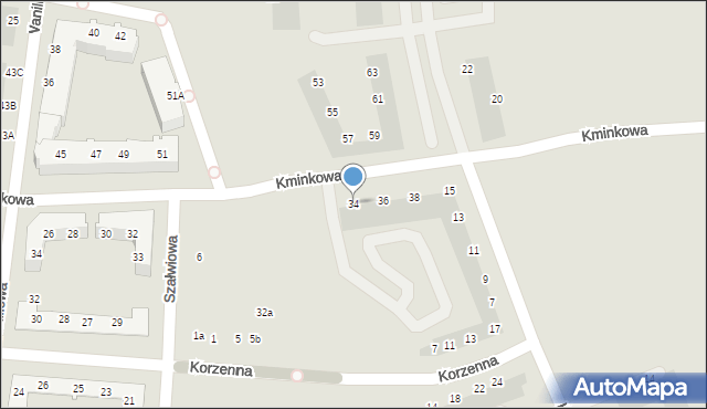 Wrocław, Kminkowa, 34, mapa Wrocławia