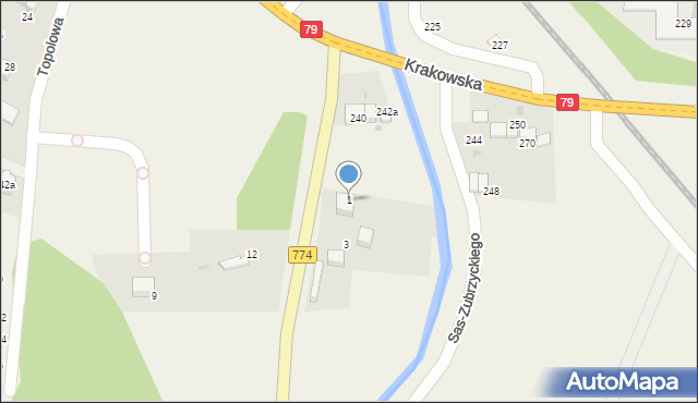 Zabierzów, Kmity, 1, mapa Zabierzów