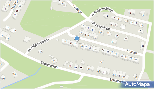 Zielona Góra, Kmicica Andrzeja, 16, mapa Zielona Góra