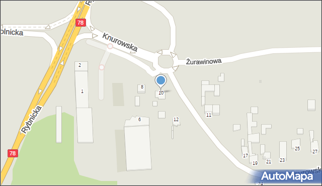 Gliwice, Knurowska, 10, mapa Gliwic