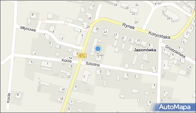 Jasionówka, Knyszyńska, 1, mapa Jasionówka