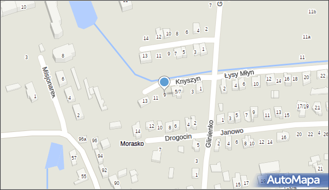 Poznań, Knyszyn, 9, mapa Poznania