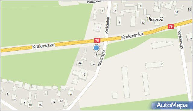 Ruszcza, Knothego Stanisława, 2, mapa Ruszcza