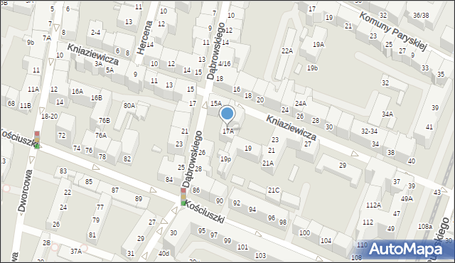 Wrocław, Kniaziewicza Karola, gen., 17A, mapa Wrocławia