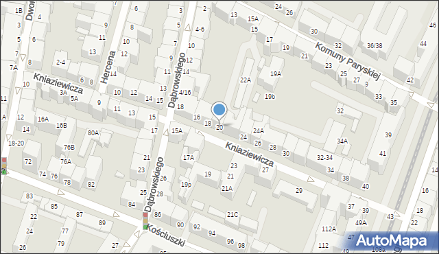 Wrocław, Kniaziewicza Karola, gen., 20, mapa Wrocławia
