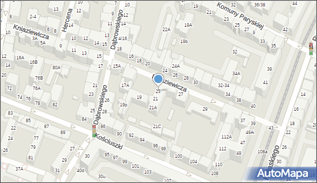 Wrocław, Kniaziewicza Karola, gen., 23, mapa Wrocławia