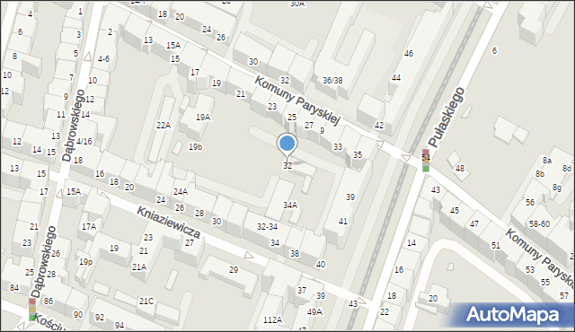 Wrocław, Kniaziewicza Karola, gen., 32, mapa Wrocławia