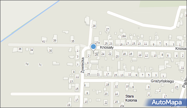 Zabrze, Knosały Józefa, ks., 28, mapa Zabrza