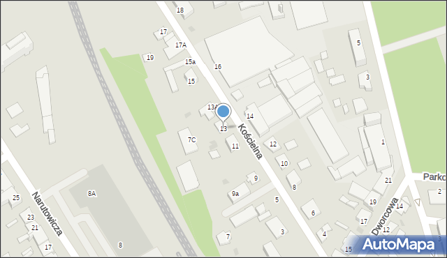 Aleksandrów Kujawski, Kościelna, 13, mapa Aleksandrów Kujawski