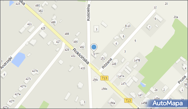 Andrespol, Kościelna, 1, mapa Andrespol