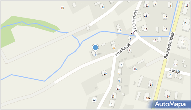 Baligród, Kościuszki Tadeusza, gen., 8, mapa Baligród