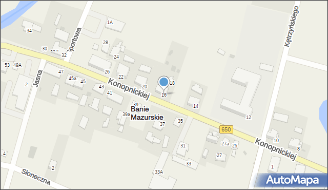 Banie Mazurskie, Konopnickiej Marii, 16, mapa Banie Mazurskie