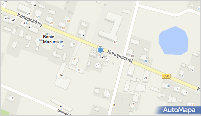 Banie Mazurskie, Konopnickiej Marii, 27a, mapa Banie Mazurskie