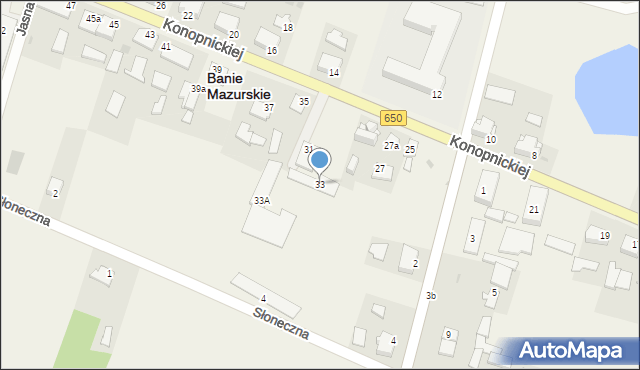 Banie Mazurskie, Konopnickiej Marii, 33, mapa Banie Mazurskie
