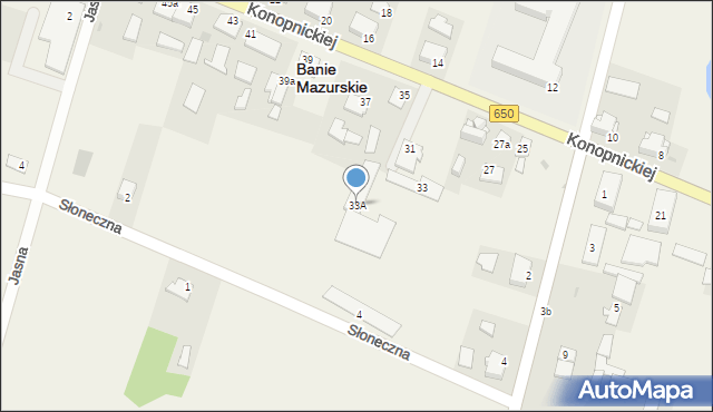 Banie Mazurskie, Konopnickiej Marii, 33A, mapa Banie Mazurskie