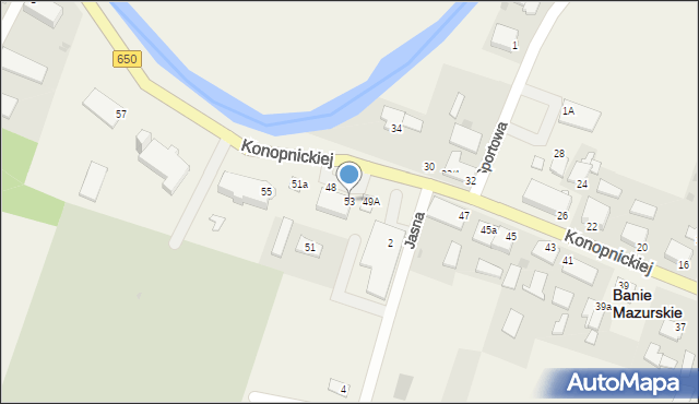 Banie Mazurskie, Konopnickiej Marii, 53, mapa Banie Mazurskie