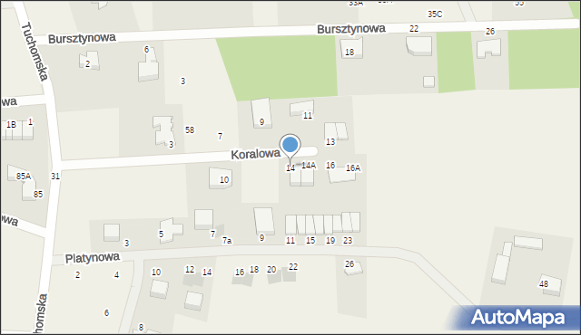 Banino, Koralowa, 14, mapa Banino