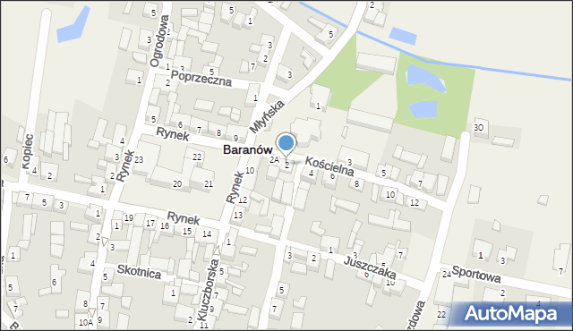 Baranów, Kościelna, 2, mapa Baranów