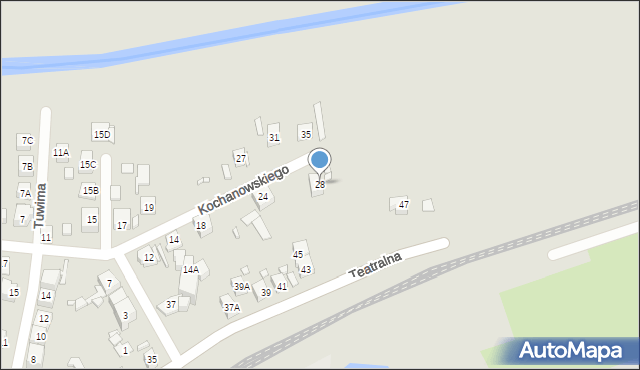 Będzin, Kochanowskiego Jana, 28, mapa Będzin