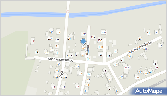 Będzin, Kochanowskiego Jana, 7A, mapa Będzin