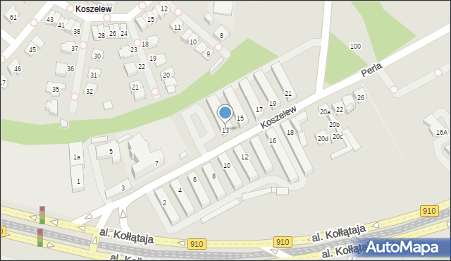 Będzin, Koszelew, 13, mapa Będzin